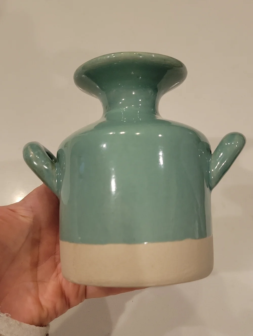 Retired Anthropologie Teal Mint Pottery Vase
